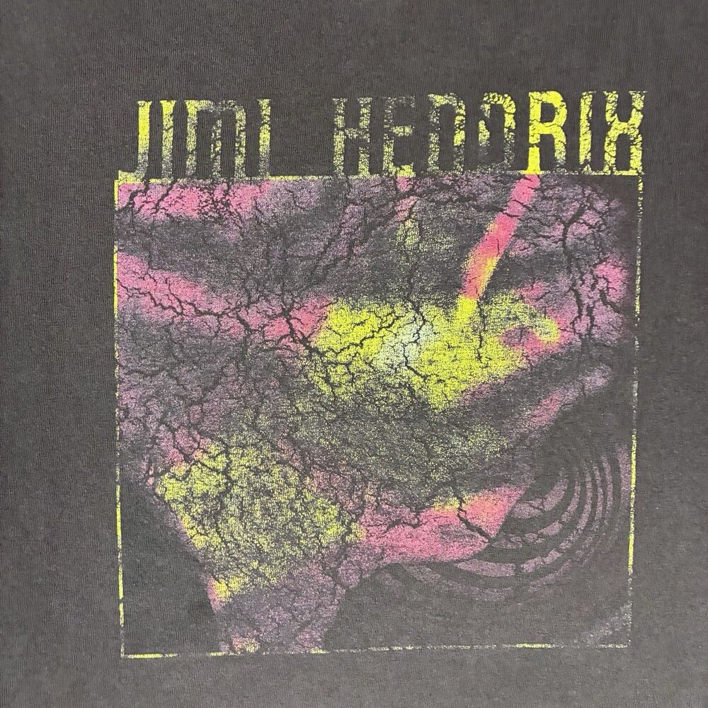 Vintage Jimi Hendrix Fractal Graphic T-Shirt FADED Brown Size Large Thrashed - Picture 9 of 12